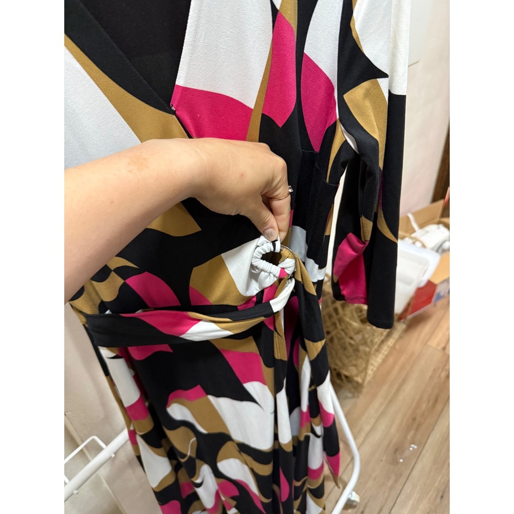 Funky‎ Abstract Geometric Cato Office Business Dress Size Medium PETITE - Picture 3 of 6